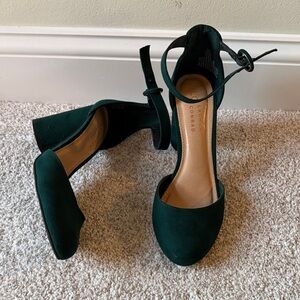LC Lauren Conrad Dark Green Ankle Strap Heels